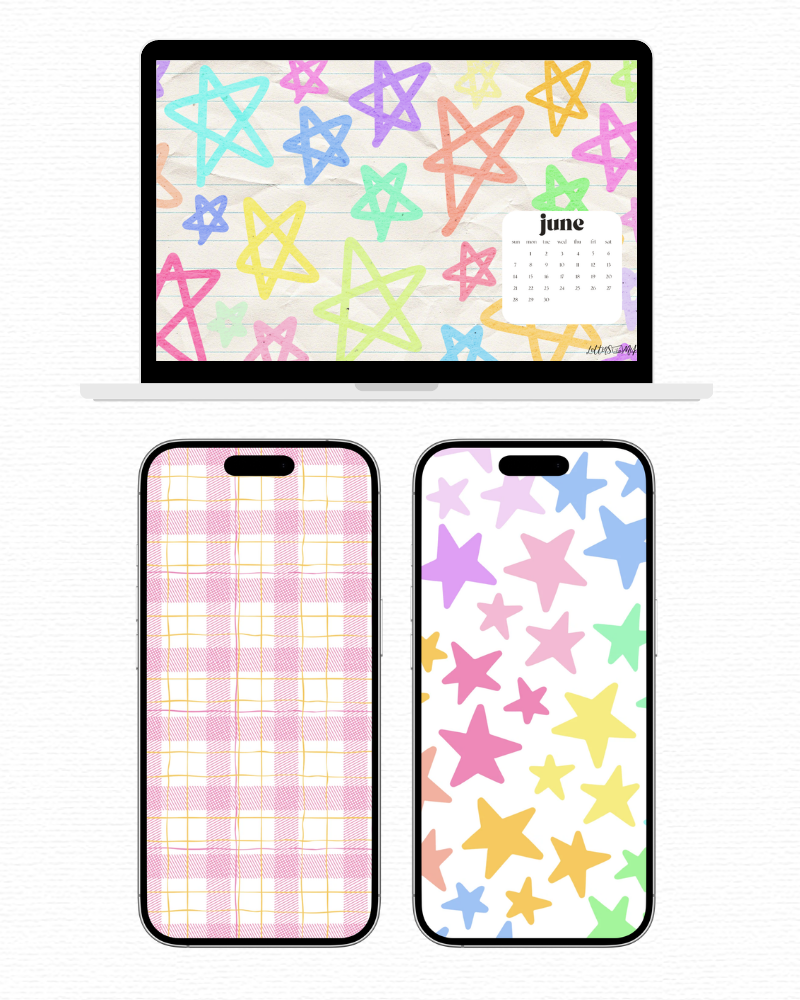 June Backgrounds + Coloring Page