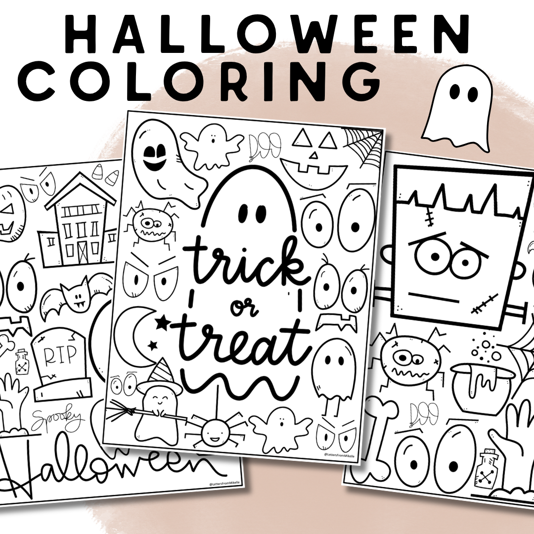 Halloween Coloring Pages | 10 Printable Doodle-Style Designs