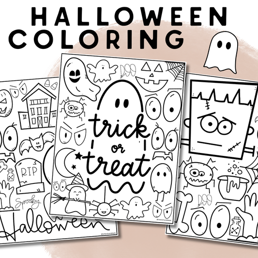 Halloween Coloring Pages | 10 Printable Doodle-Style Designs