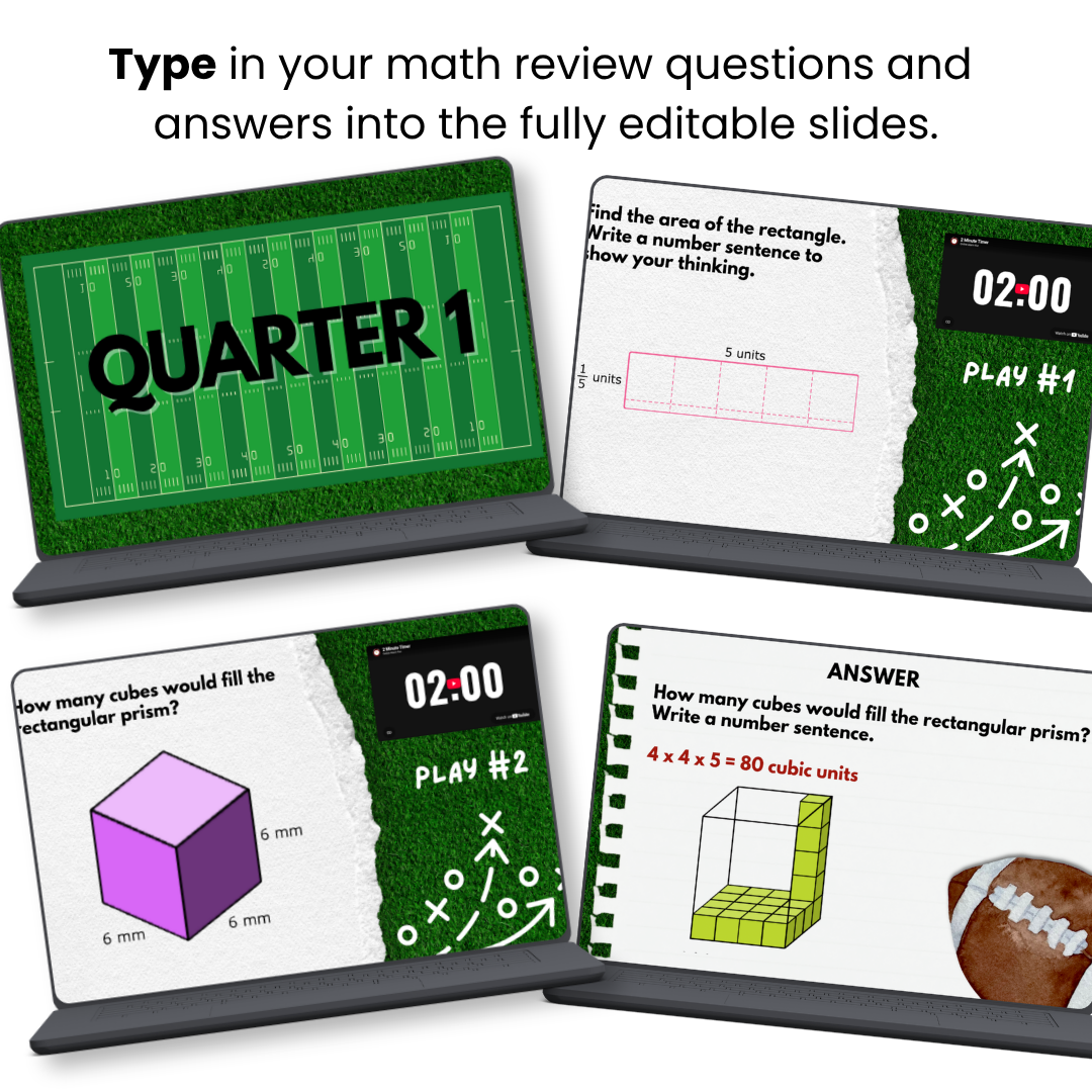 Football Math Review Game | Editable Canva Template