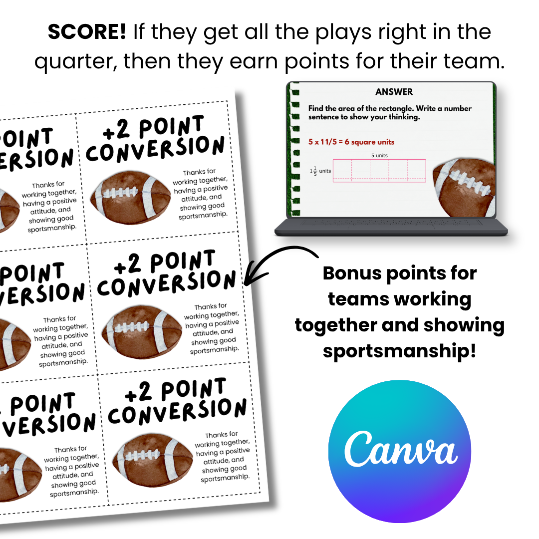 Football Math Review Game | Editable Canva Template