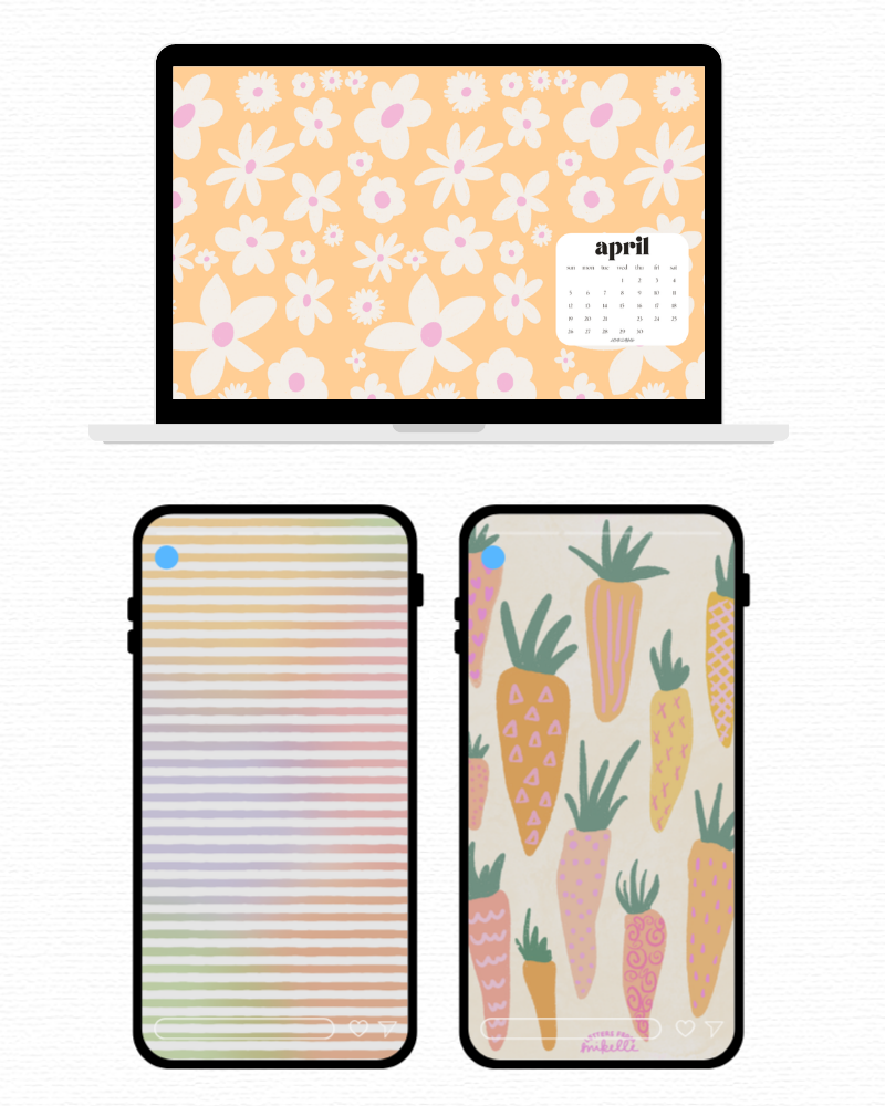 April Backgrounds + Coloring Page