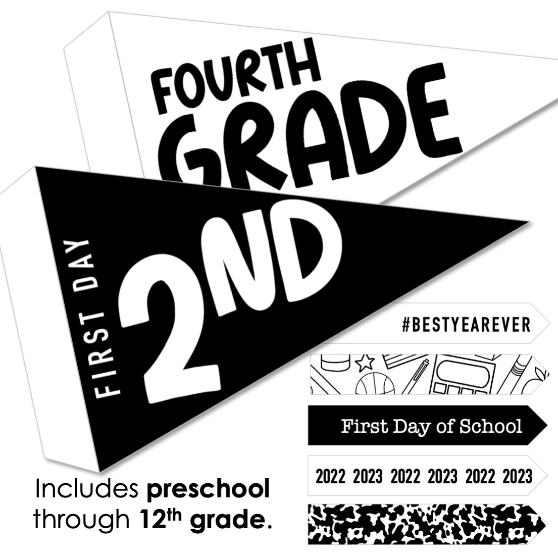 Back to School Pennants + Gift Tags